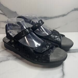 Wolky Pichu Wmns Black Leather Circle Sandals Sz 42 Sz 11 Comfort Casual Walking